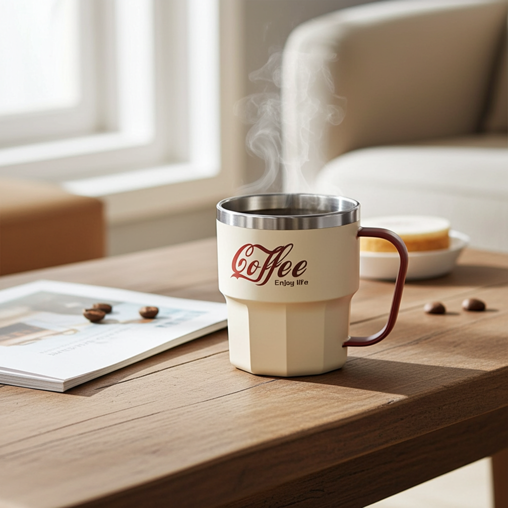 Anti-Scalding Coffee Mug with Lid & Handle – Steel
