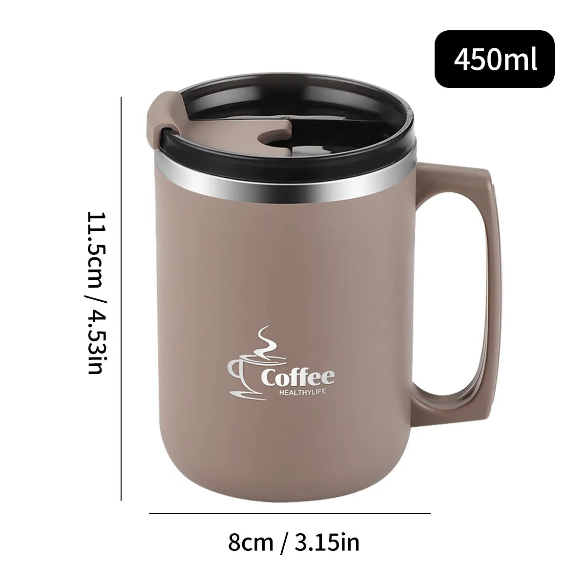 Brown MugLife insulated tumbler – stainless steel travel mug with secure lid