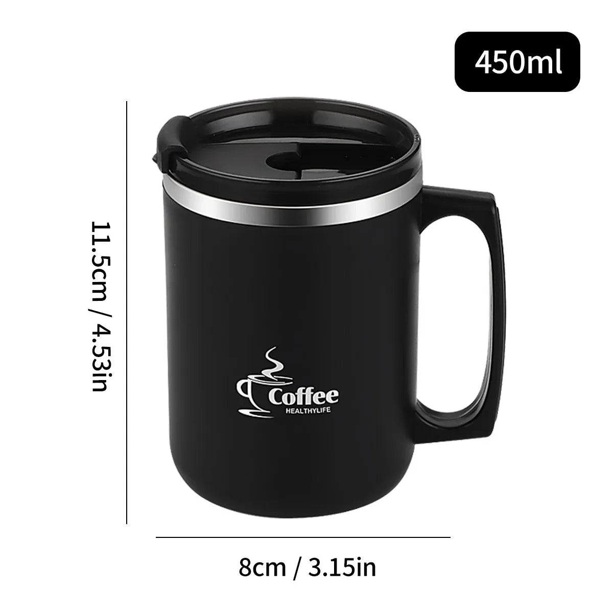 MugLife black insulated travel mug – 304 stainless steel leakproof design