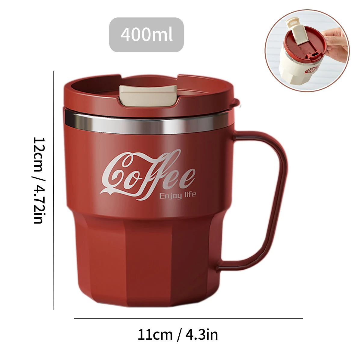 MugLife B Style red double wall coffee cup – bold color stainless steel mug