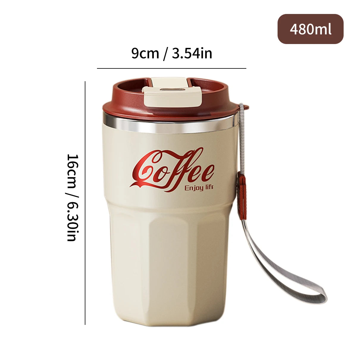 MugLife B Style Cream anti-scalding coffee mug – double wall insulated with handle