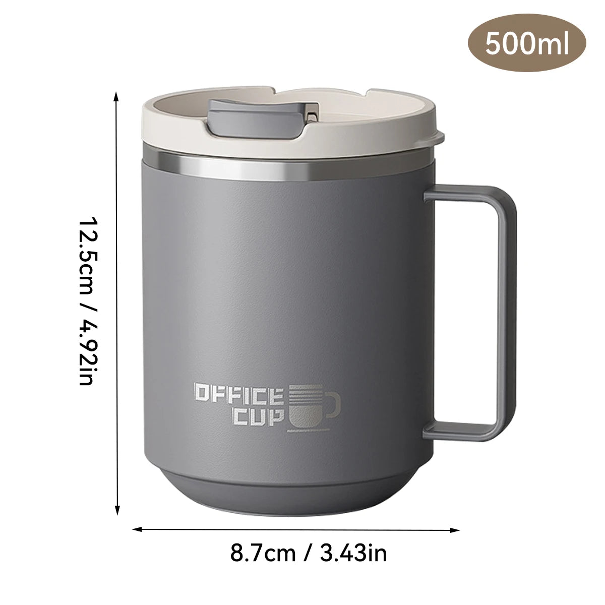 MugLife Grey B Style large insulated mug – elegant earthy tone coffee cup