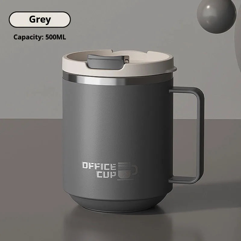 Black stainless steel insulated mug for hot and cold drinks