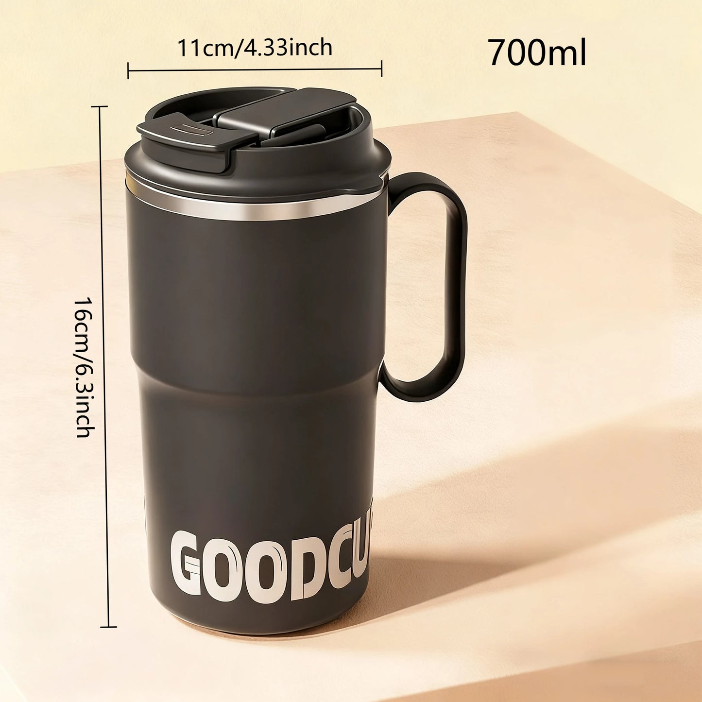 White extra large thermal mug with handle and straw – MugLife portable drinkware