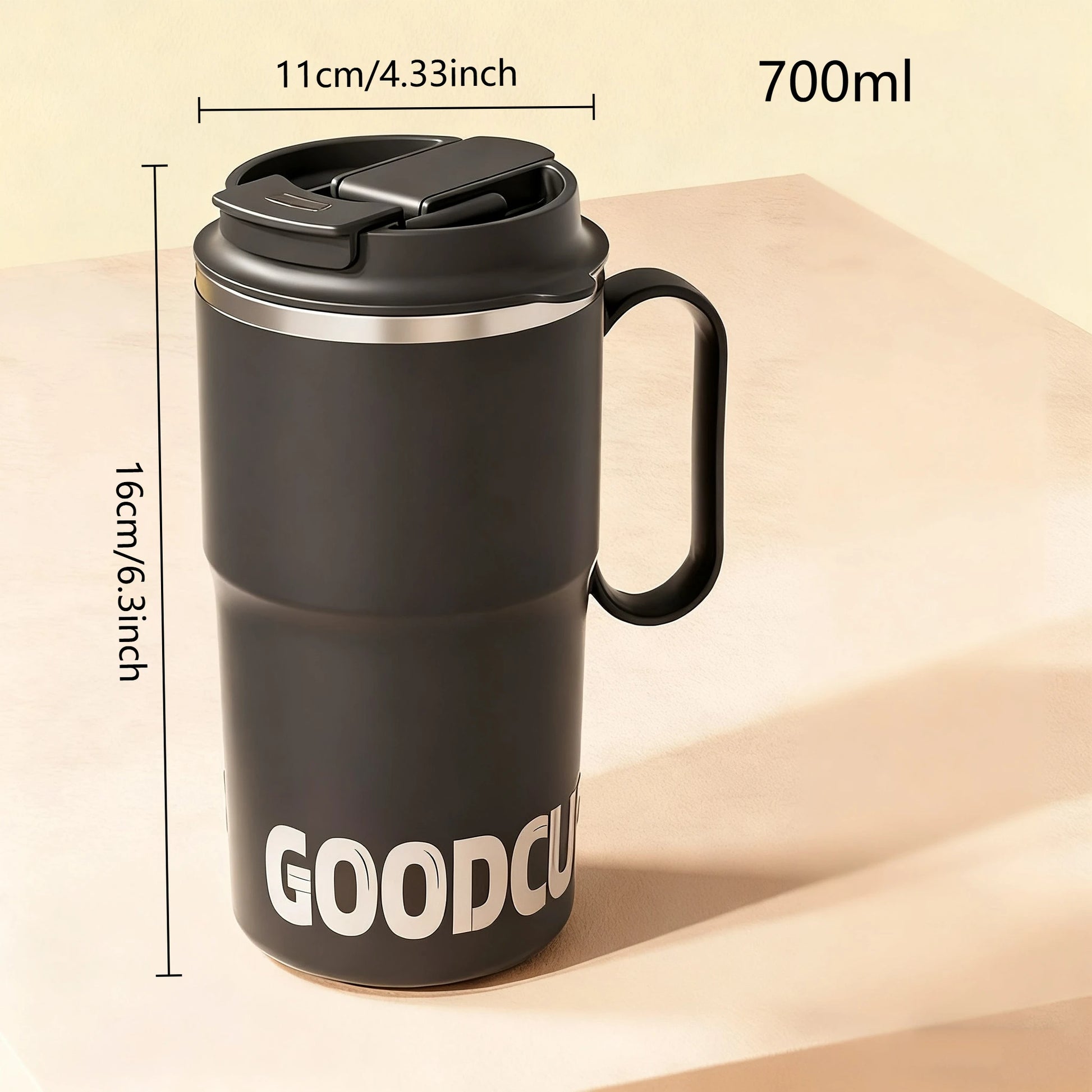 White extra large thermal mug with handle and straw – MugLife portable drinkware