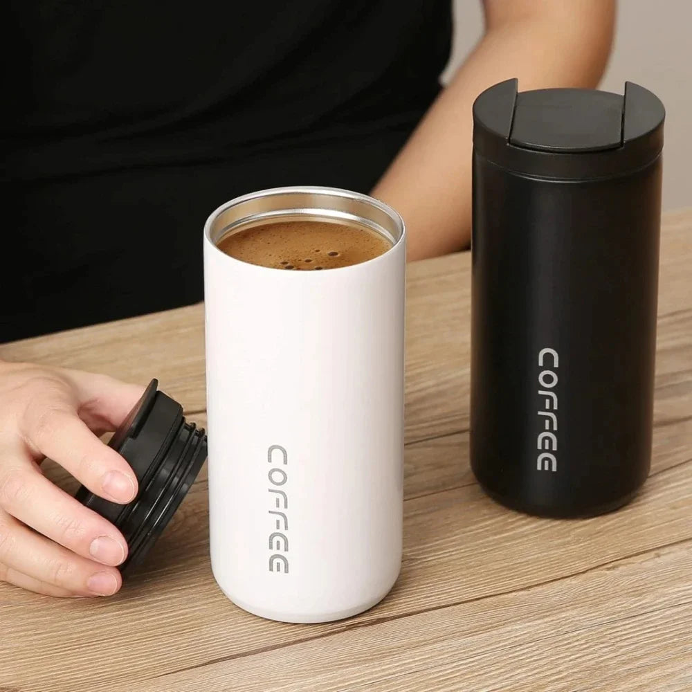 MugLife 400ml thermos flask showing non-slip rubber base – car and outdoor use