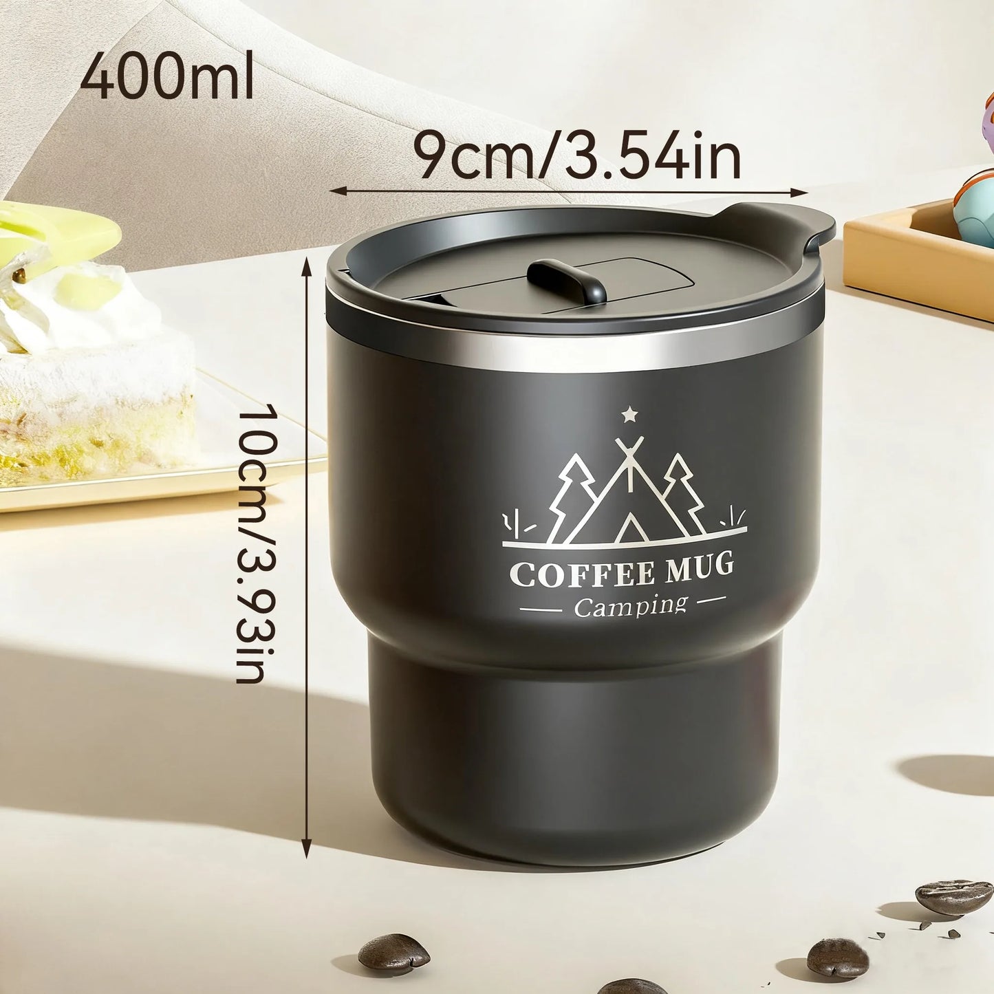 MugLife insulated cup with lid on study desk – cute aesthetic student mug