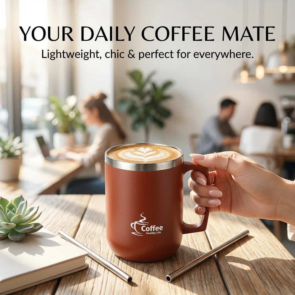 Portable mini coffee tumbler with ergonomic handle – compact travel size