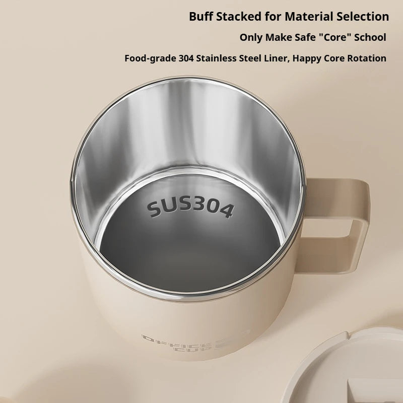Food-grade 304 stainless steel coffee mug 480ML off-white