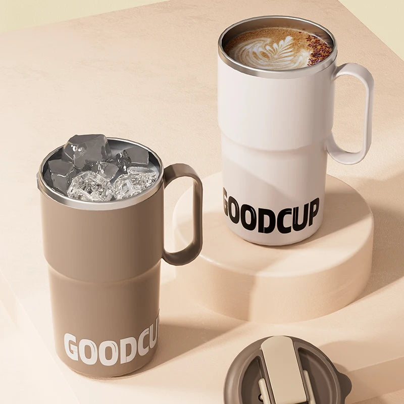 MugLife 700ml double wall thermal mug – handle and straw combo close-up
