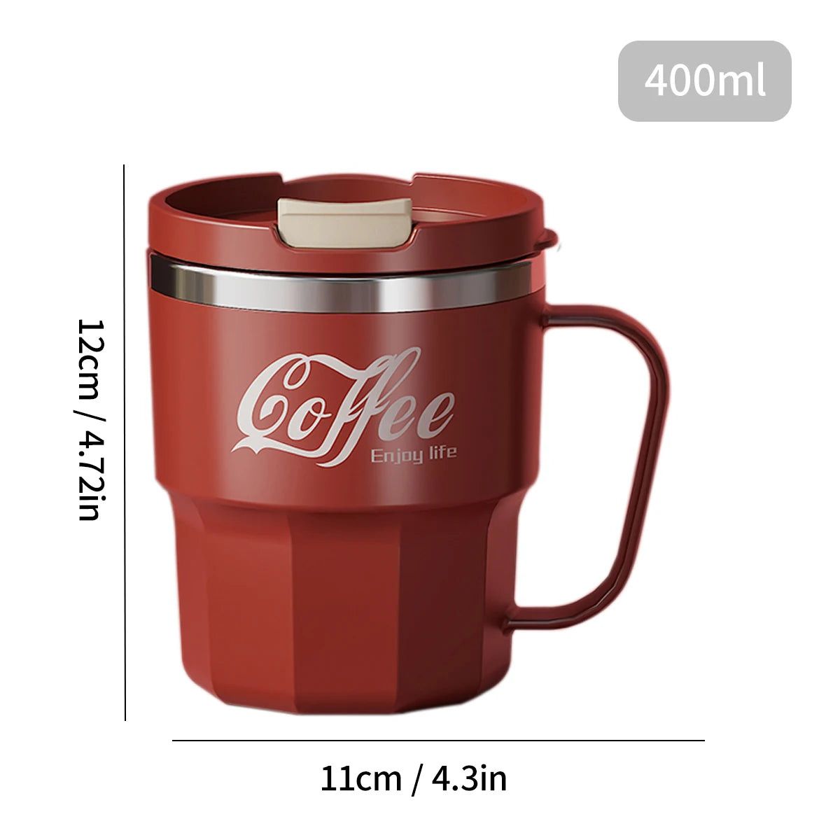 MugLife A Style Red anti-scalding mug – double wall stainless steel with secure lid