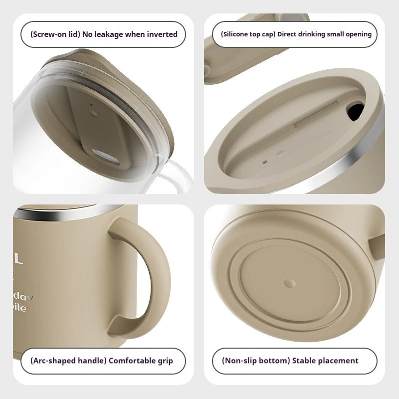 MugLife double-wall insulated mug with rounded lip and carry handle