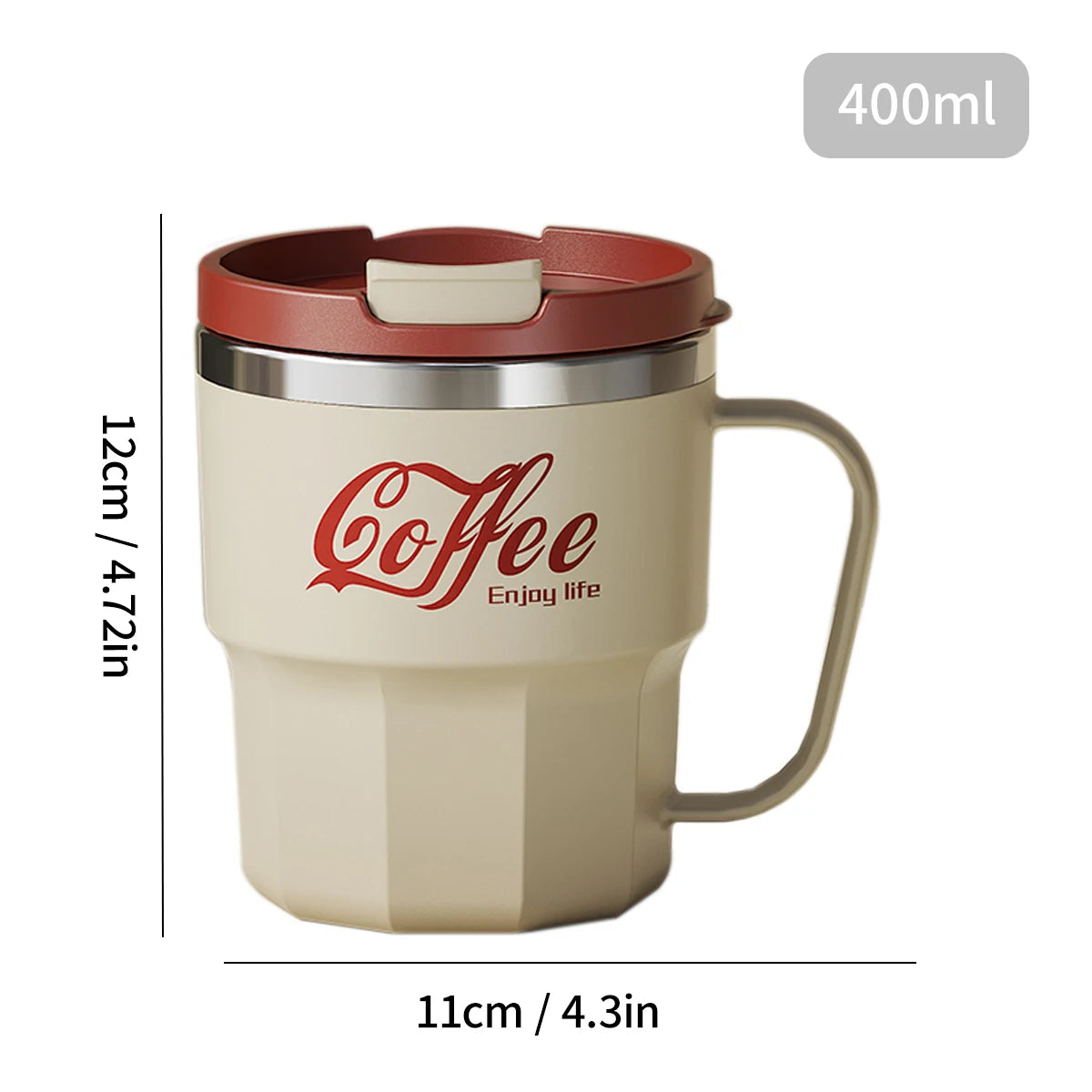 MugLife A Style Cream coffee mug with lid and handle – anti-scalding home mug
