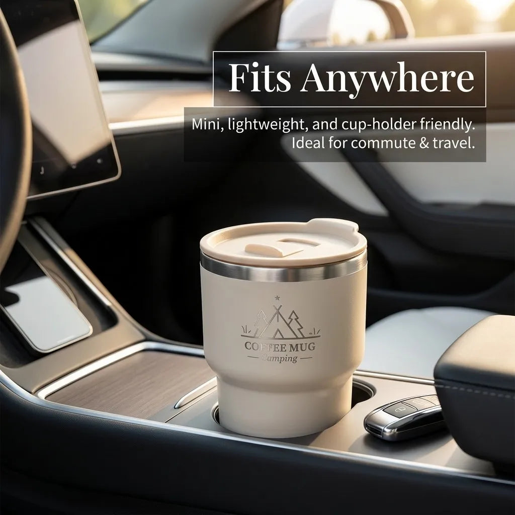 MugLife black aesthetic insulated cup 301-400ml – stainless steel with lid