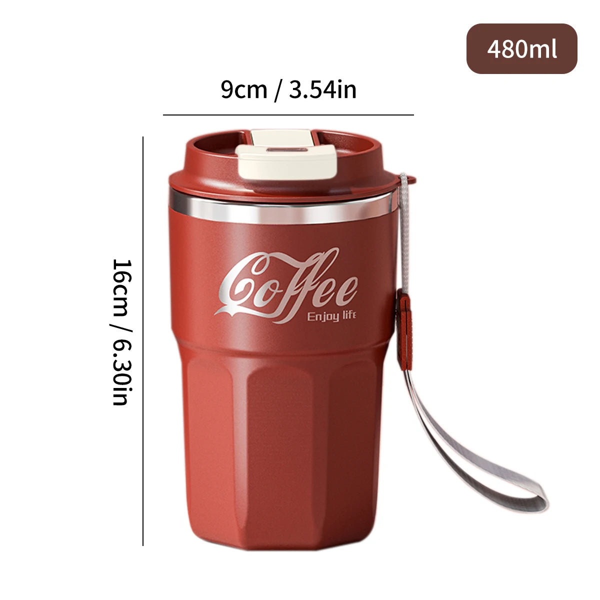 MugLife B Style Red anti-scalding insulated mug – 304 stainless steel with lid