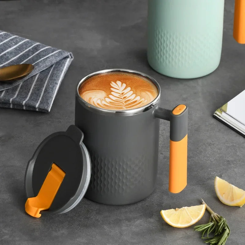 MugLife heat-resistant coffee mug 450ml with handle and leakproof lid – full view