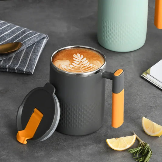 MugLife heat-resistant coffee mug 450ml with handle and leakproof lid – full view