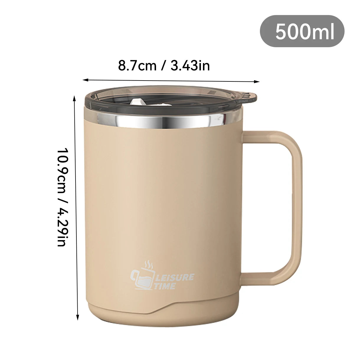 Khaki large insulated stainless steel mug – MugLife premium coffee cup