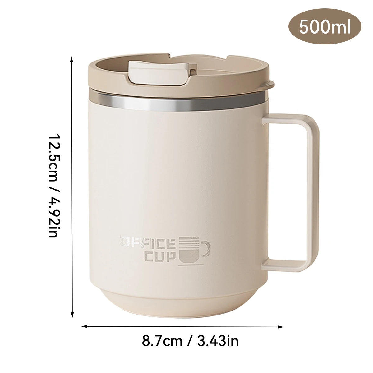 MugLife Beige B Style large mug – 500ml double wall insulated coffee cup