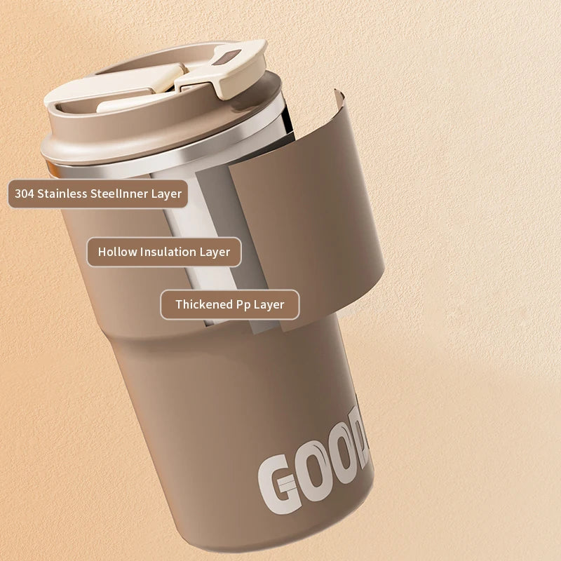 MugLife large capacity thermal mug showing sealed lid with straw opening