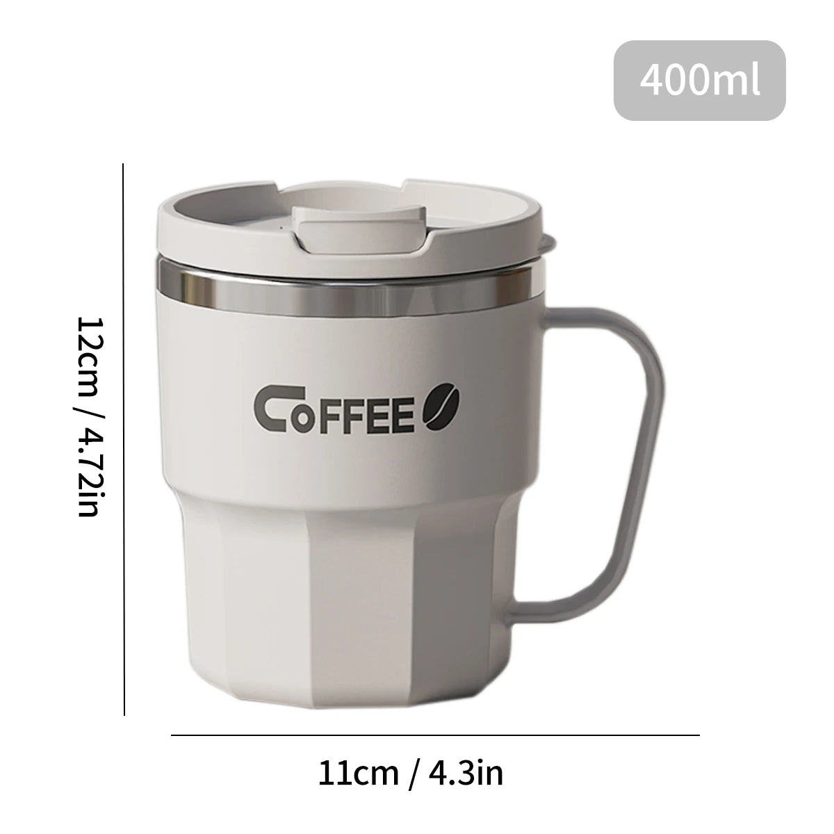 MugLife A Style White anti-scalding mug with lid – 304 stainless steel everyday cup
