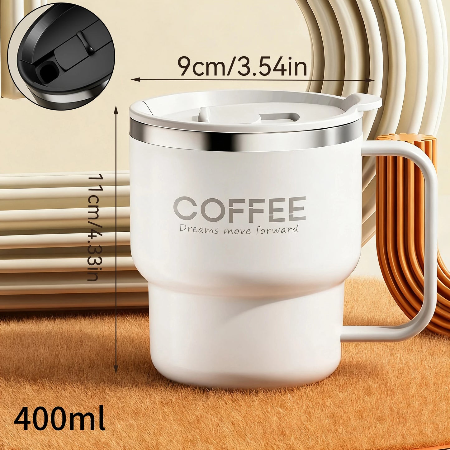 MugLife C Style White everyday coffee mug with lid – cool-touch double wall design