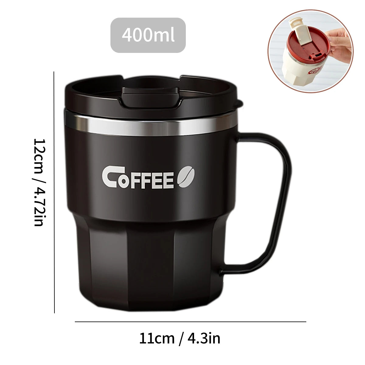 MugLife B Style black insulated coffee cup – stylish home and office mug
