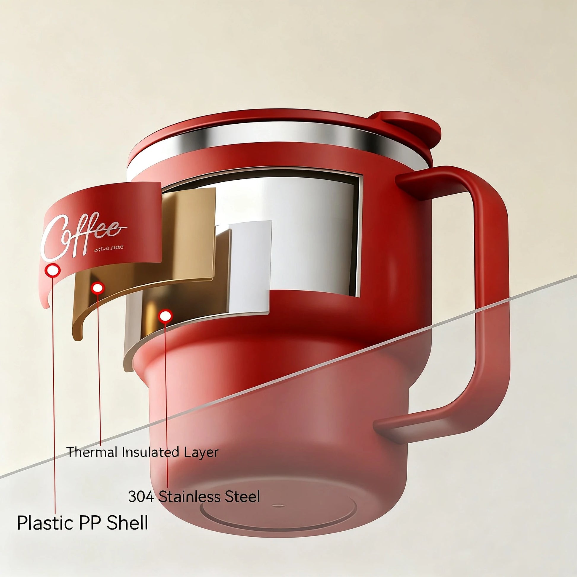 MugLife double wall coffee cup showing interior stainless steel construction