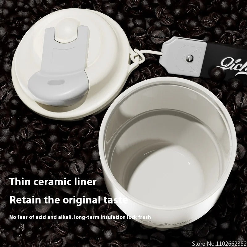 MugLife ceramic thermos mug showing smooth odor-free interior lining