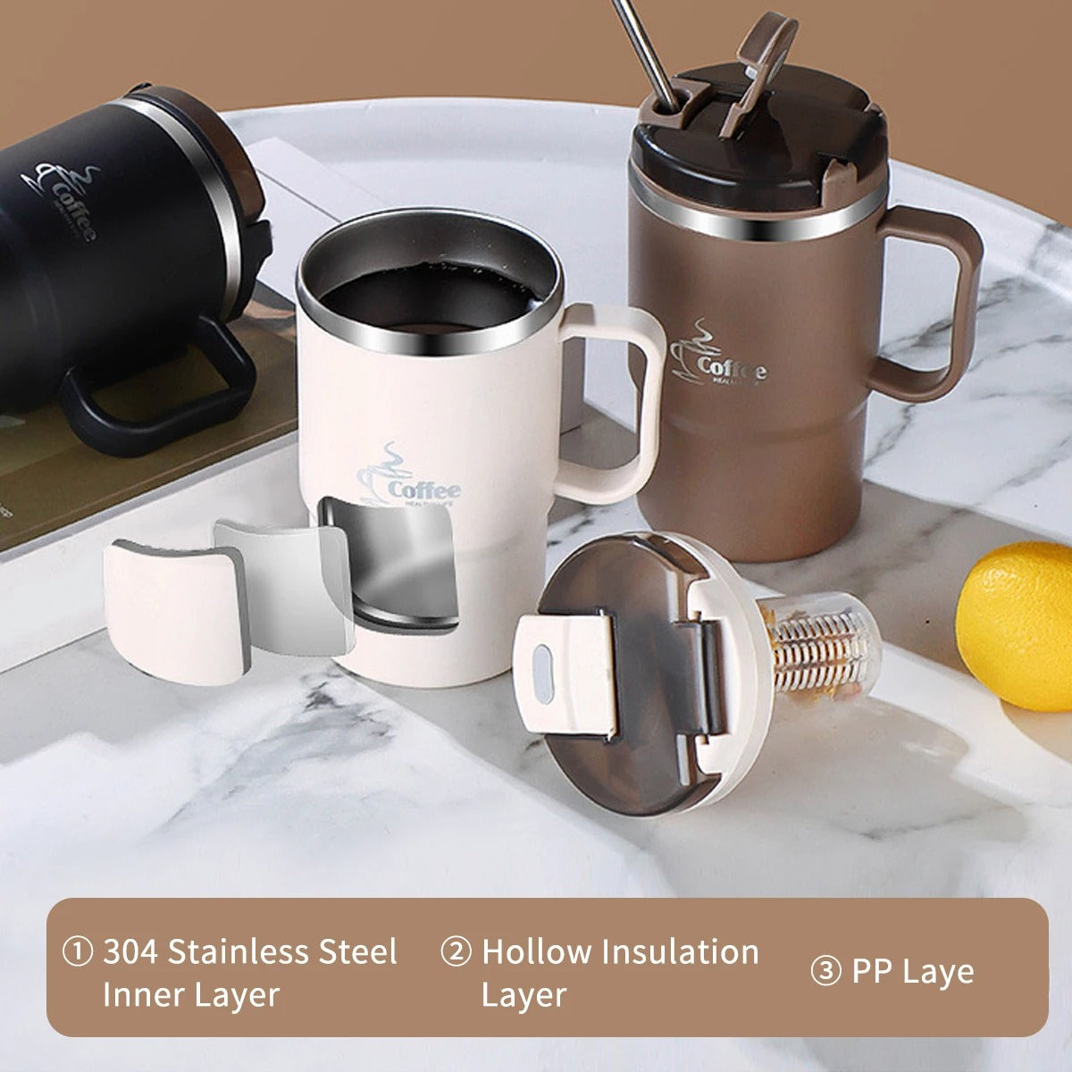 MugLife tea infuser mug with strainer detail – portable loose leaf tea cup