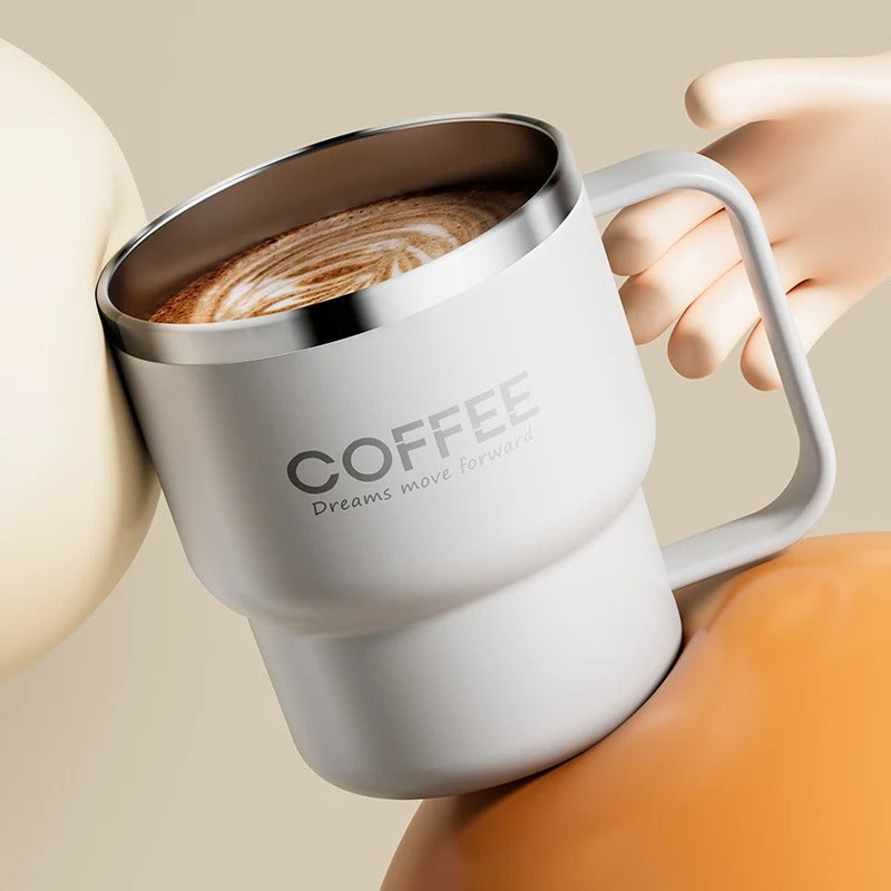 Insulated coffee cup with ergonomic handle – MugLife desk and office mug