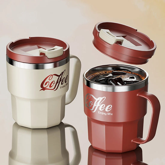 Anti-Scalding Coffee Mug with Lid & Handle – Steel